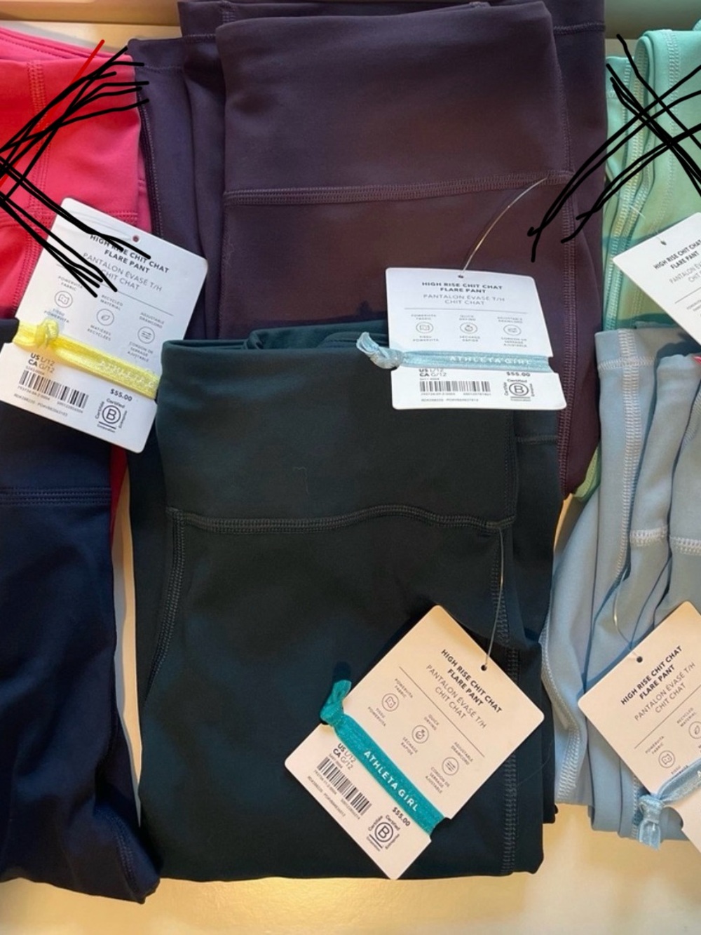 Athleta CHIT CHAT Flare Leggings — 4 NWT - Blue, Eggplant, light Blue